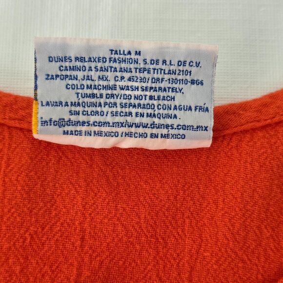 Dunes Relaxed Fashion Womens M Coral Orange Cotton Gauze Crochet Trim Blouse Top - Picture 9 of 12